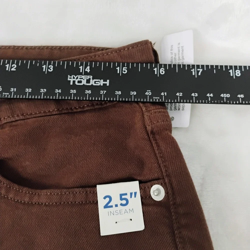Arizona Juniors 11 Brown High Rise Denim Shorts Frayed Hem 2.5 Inseam New W